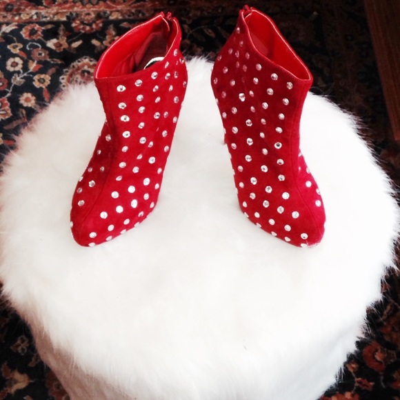 Never been worn suede glam crystal high heel boots - Picture 3 of 5